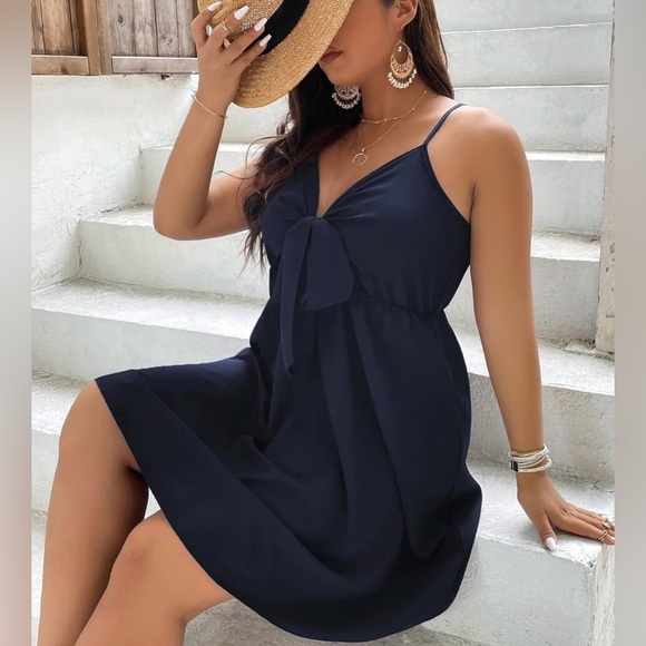 SHEIN LUNE Plus Knot Front High Waist Cami Dress - Picture 3 of 10